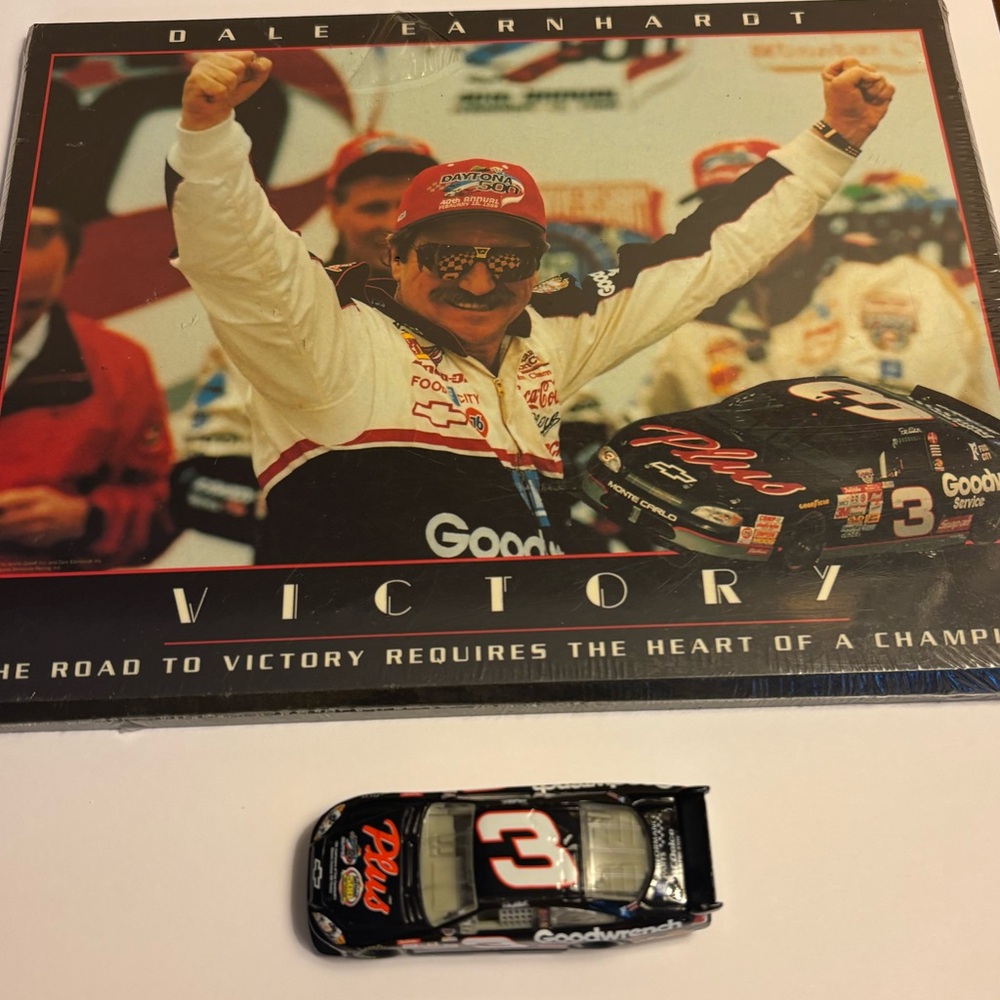 NASCAR Dale Earnhardt plaque and matching Hotwheel racecar